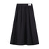 Polished Cotton Gathered Skirt- Black