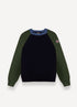 Knit Sweater with Contrast Sleeve- Green