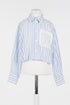 Striped Blouse with Lace- Blue/Ice