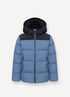 Hoodie Quilted Jacket W Contrast - Navy Blue