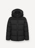 Hoodie Quilted Jacket W Contrast - Black