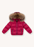 Puffer Parka with Fur Trim Hood - Red