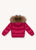 Puffer Parka with Fur Trim Hood - Red