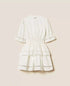 Cotton Ruffle Dress with Lace Design - Off White