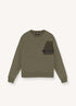 Sweatshirt with Nylon Pocket Motif - Khaki