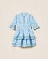 Cotton Dress with Lace Detail - Light Blue