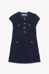 Tweed Shift Dress with Gold Button