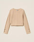Ribbed Sweater with Buttons - Camel