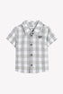 Large Check Baby Shirt- Aqua/Grey