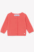 Knit Cardigan with Scalloped Edge- Corail