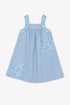 Chambray Dress with Floral Embroidered Motif