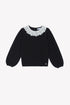 Cable Sweater Lace Collar - Black
