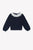Cable Sweater Lace Collar - Navy