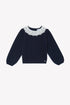 Cable Sweater Lace Collar - Navy