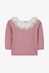Cable Sweater with Lace Collar