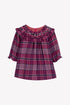 Plaid Dress With Smock Design - Plum