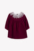 Velvet Dress Lace Collar - Plum
