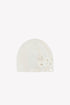 Knit Hat Floral Motif - Ecru