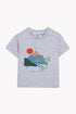 Baby Illustrated Motif Print T-shirt- Grey Explorer