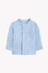 Baby Linen Mandarin Collar Shirt - Blue
