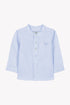 Classic Striped Mandarin Collar Shirt- Blue Sripe