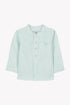 Classic Striped Mandarin Shirt- Mint
