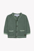Linen Cardigan Contrast Trim - Khaki