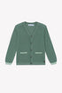 Bi Color Knit Cardigan- Green