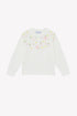 Knit Sweater with Colorful Embroidered Flowers