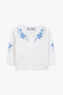 Knit Cardigan with Blue Embroidered Flowers
