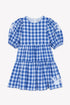 Check Cotton Dress With Embroidered Flowers