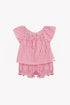 Checked 2 pce Ensemble wit Floral Motif