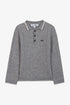 Cable Knit Polo with TC Logo- Grey