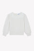 Knit Cable Sweater with Lace Collar- Cream