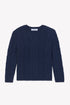 Classic Cable Knit Sweater with TC Logo - Navy