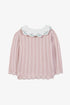 Ribbed Wool Sweater wiith Scalloped Collar