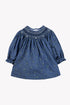 Denim Floral Dress with Smock Detail
