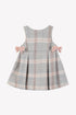 Plaid Wool Dress with Velvet Bow