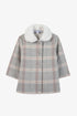 Baby Grey Plaid Coat with Faux Fur Collar