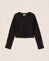 Ribbed Sweater with Buttons - Black