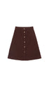 Classic Corduroy Skirt with Snap - Burgundy