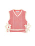 Knit Vest With Bows On Sides - Coral