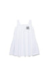 Poplin Dress with Rhinestones Logo - White