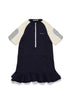 Jersey Dress with Color Block Details - Blue/Navy