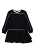 Jersey Dress with Topstitch- Navy
