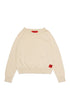 Mini Me Knit Sweater With Small Logo Patch - Cream