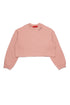 Cropped Sweatshirt With Logo Around Neck - Pink