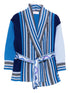 Knit Patchwork Wrap Cardigan- Blue