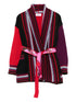 Patchwork Knit Cardigan- Burgundy