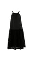 Embroidered Flower Maxi Dress - Black